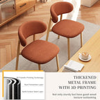 Kitchen Dining Chairs Set of 6 Modern Soft Linen Farmhouse Dining Room Chair with Metal Legs, Orange/Original