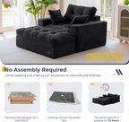 MAXYOYO Modular Sectional Chaise Lounge Sofa, Upholstered Lounge Chair with Ottoman, Comfy Couch with Layered Cushion, Tufted Upholstered Sleeper Chair for Living Room, No Assembly, Black