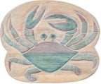 Sea Island Imports Blue Crab Design Hand Carved Acacia Hardwood Decorative Short Stool