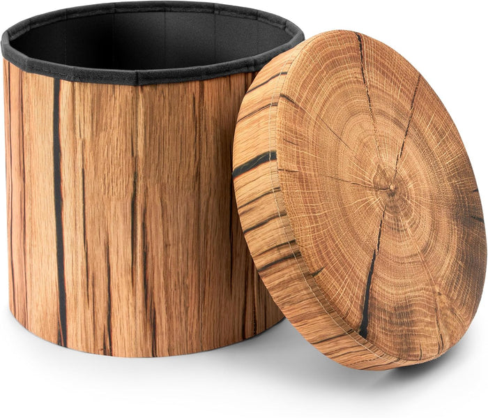 Sorbus Tree Stump Stool, 15 Inch Storage Ottoman & Footrest (1 Pack, Brown)