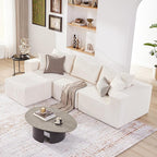107.4" Cloud Couch Sectional, Modular Sofa with Deep Seat, Plush Corduroy L Shaped Boneless Couch, Convertible Sectional Couches for Living Room, 4Seat, Beige