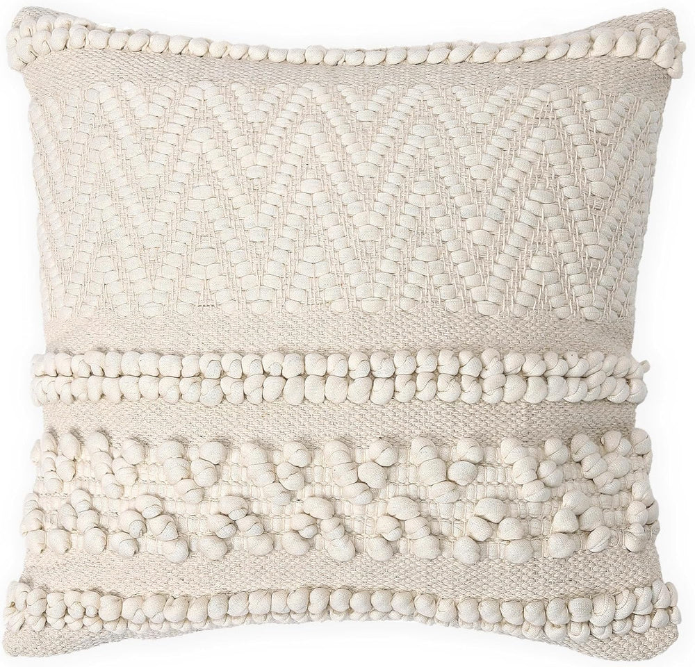 · REDEARTH · Boho Textured Handwoven Throw Pillow Cases - Boho Chic Natural