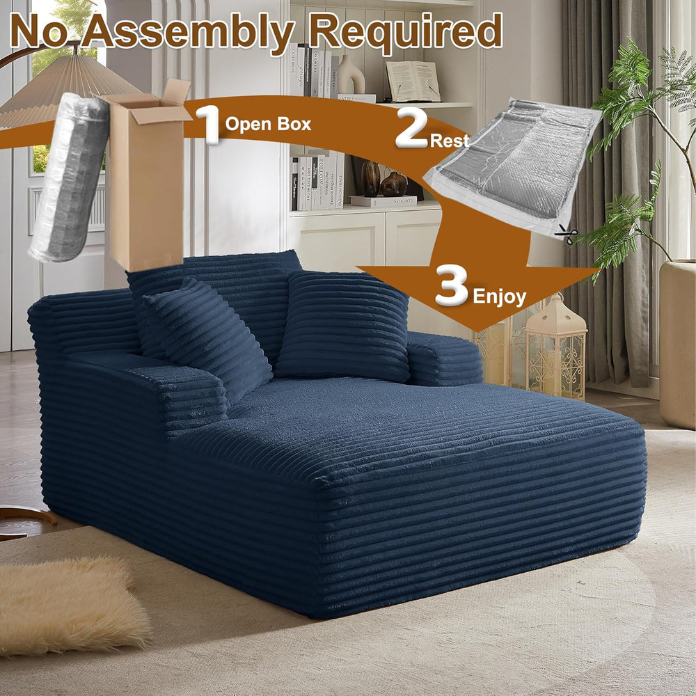 Oreada Oversized Floor Chaise Lounge Chair Indoor, 66" Corduroy Oversize...