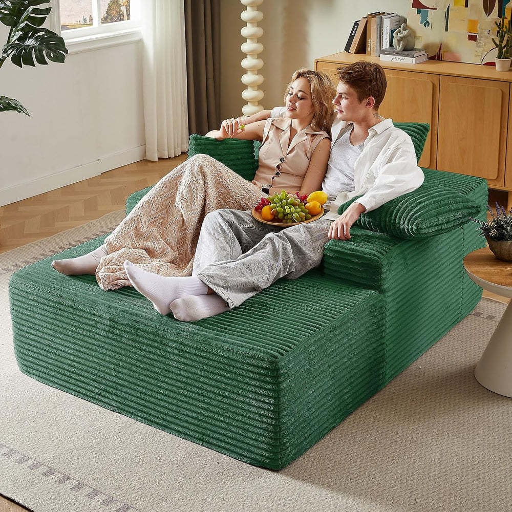 LUCKHAO 50" Oversized Chaise Lounge Chair Indoor,Corduroy Reading Chair ...