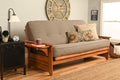 Kodiak Phoenix Futon Sofa Bed with Wooden Frame and Linen Stone Mattress, Convertible Futon Couch Bed and Full Size Futon for Living Room, Barbados