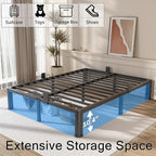 FUIOBYVV 12 Inch King Bed Frame with Rounded Corner and Headboard Hole Mattress Retainers 3500 LBS Metal Heavy Duty Steel Slats Support No Box Spring Needed Platform Noise Free Easy Assembly