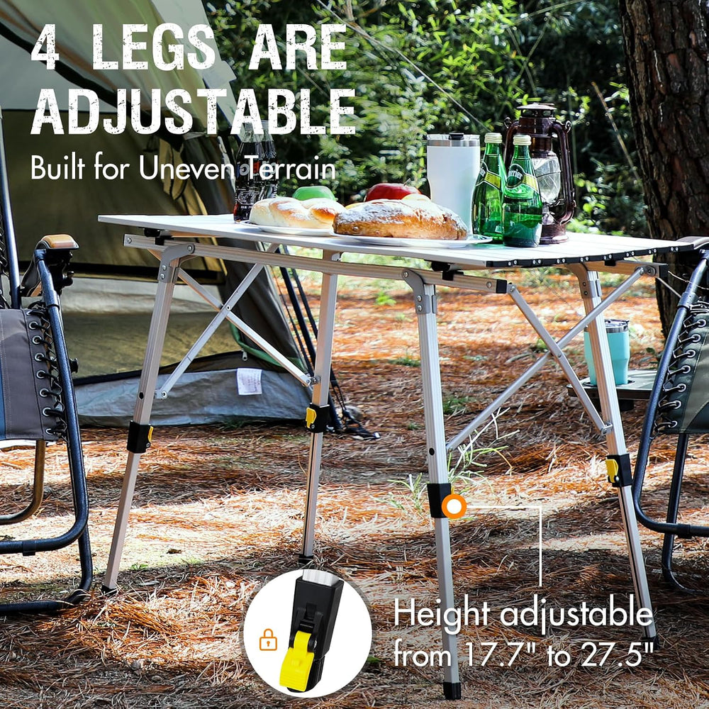 Portal Outdoor Folding Portable Picnic Camping Table with Adjustable Height A...
