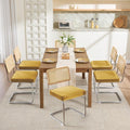 Zesthouse Rattan Dining Chairs Set of 6, Mid Century Modern Dining Room Chairs with Natural Cane Mesh & Chrome Base, Yellow Velvet Cesca Chair, Farmhouse Kitchen Chair with Solid Wood Frame Back