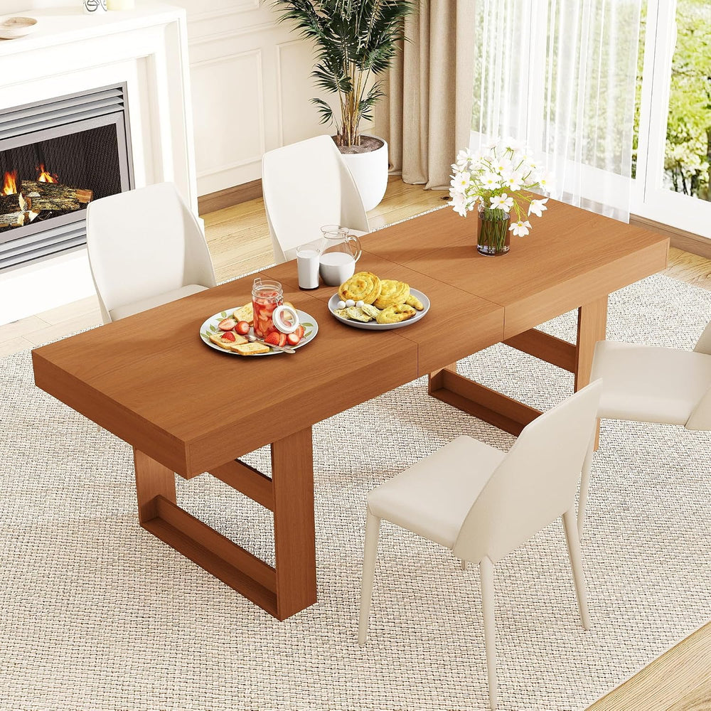 Extendable Dining Room Table for 6-10, 70.9"-78.7" Long Kitchen Tab...