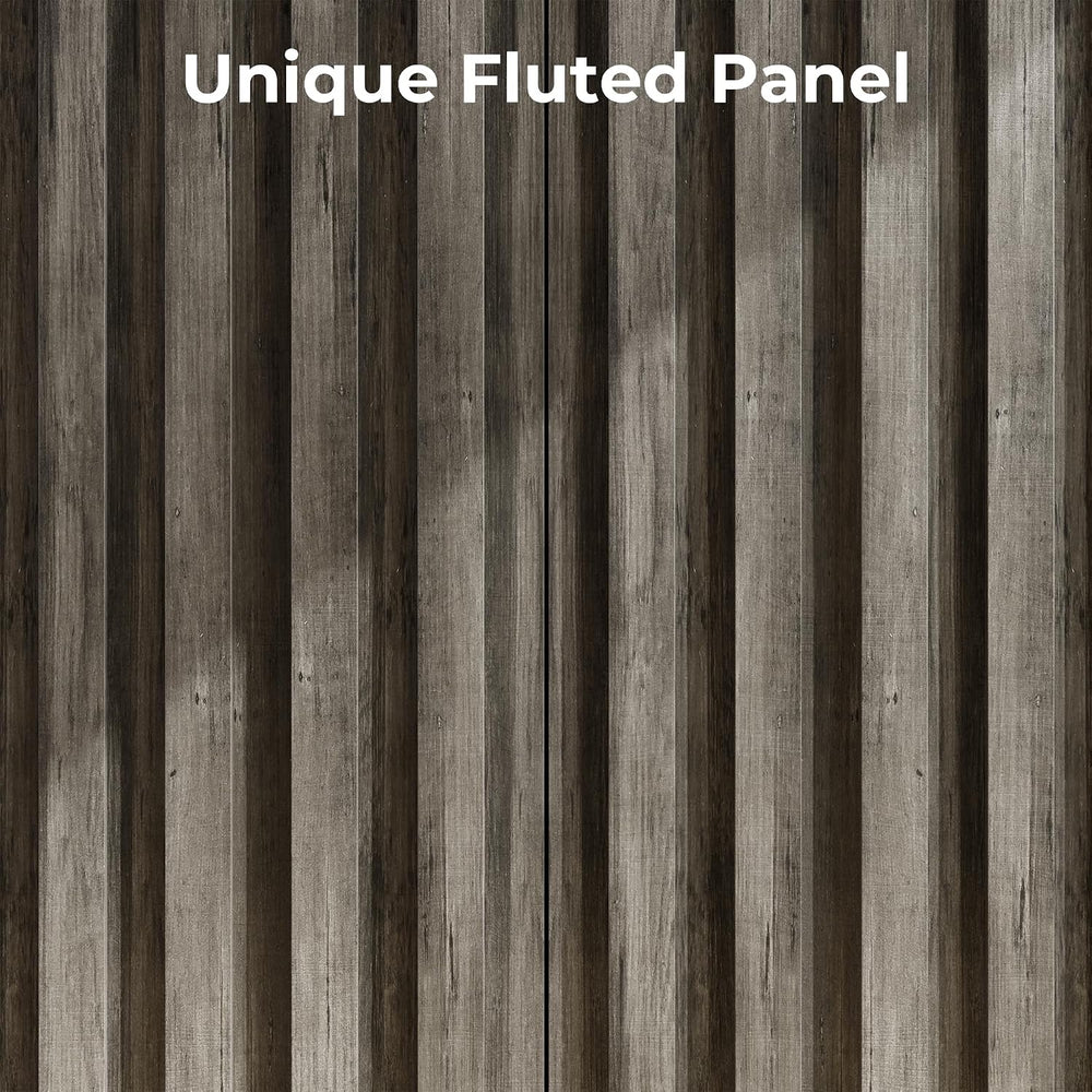 Fluted Buffet Cabinet with Storage, Small Accent Cabinet, Grey