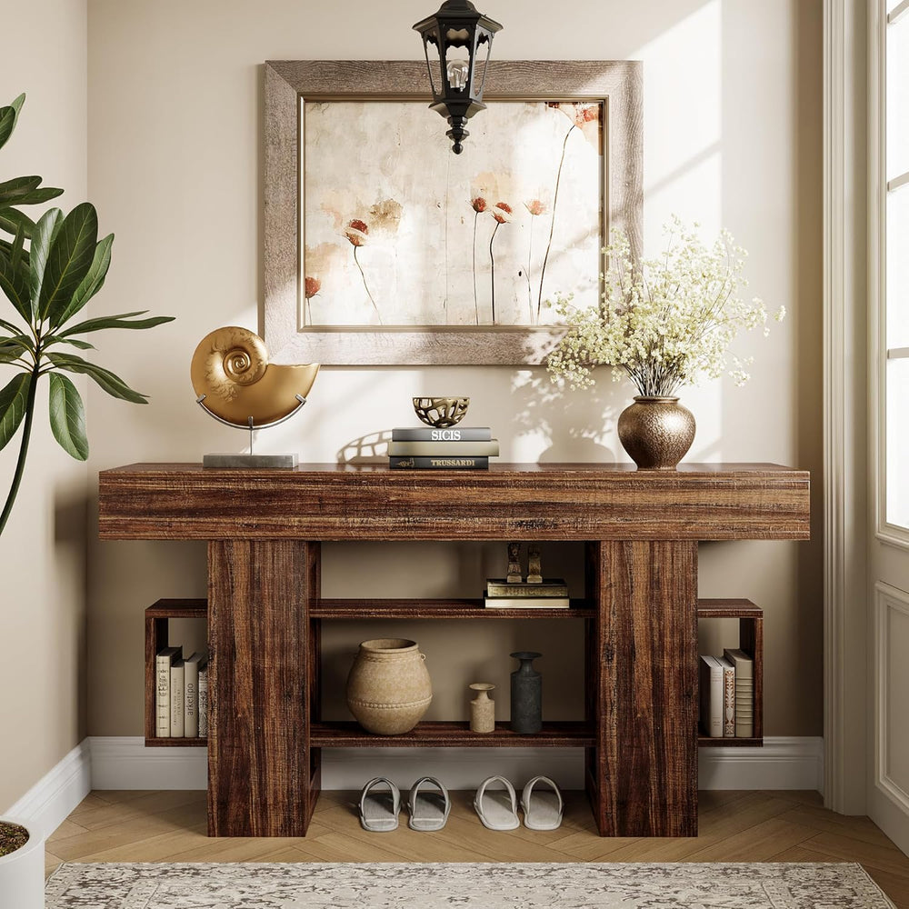 Einhomn 63 Inches Entryway Table, Wooden Console Table with Storage, Narrow S...