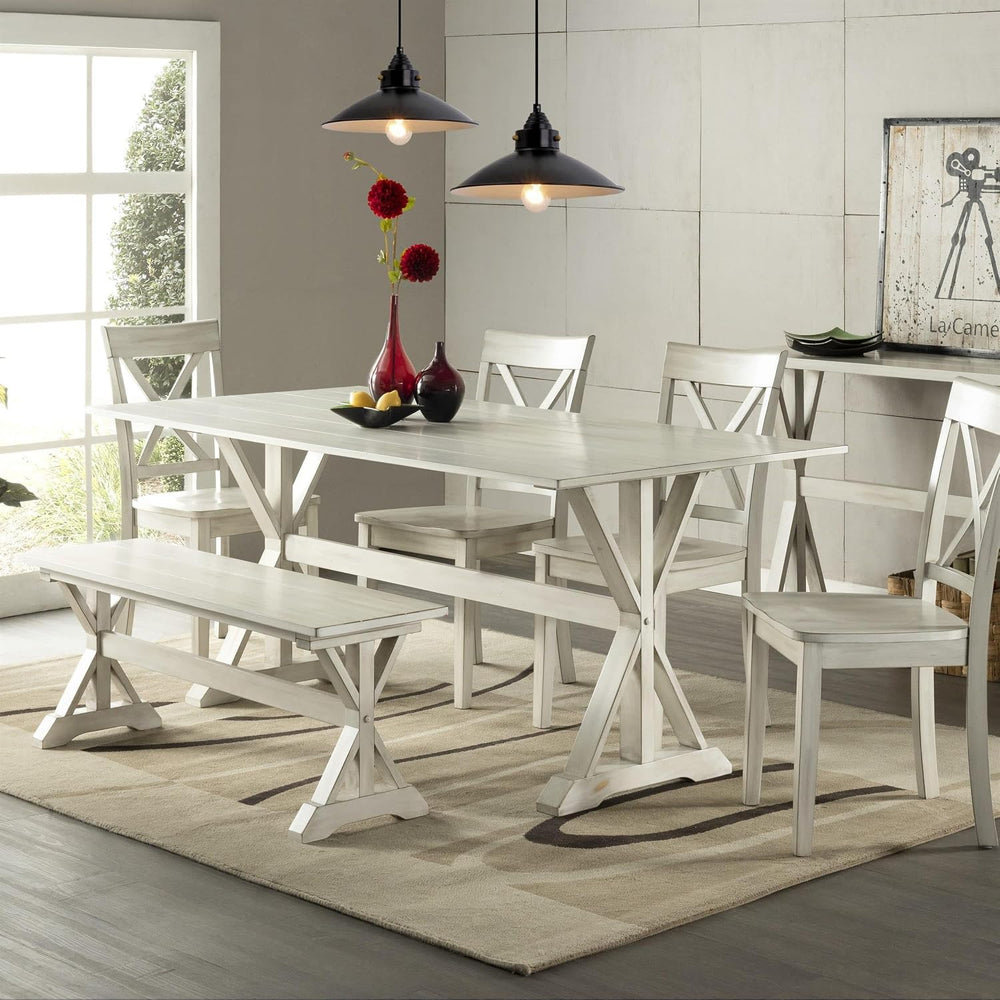 Boraam Jamestown Backless Dining Room Bench, Antique White