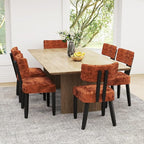 GOTMINSI Mid Century Modern Dining Chairs,Velvet Farmhouse Upholstered Kitchen Chairs, Accent Curved Backrest Dining Room Chairs with Hardwood Legs (Caramel, 6PCS)