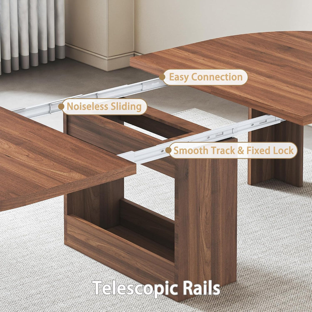 47-118 Inch Round Extendable Dining Table for 4-12, Kitchen Table with Wood S...