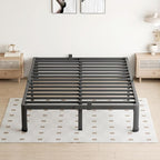 10 Inch Queen Bed Frame, 3500Lbs Heavy Duty Metal Platform with Round Corner Legs Mattress Slide Stopper, Steel Slat Support No Box Spring Needed, Noise Free, Non-Slip, Easy Assembly