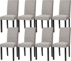 CHUN YI Upholstered Dining Chairs Set of 8, Fabric Dining Room Chairs with Solid Wood Legs, Modern Parson Chairs for Kitchen, Restaurant, Hotel, Light Gray