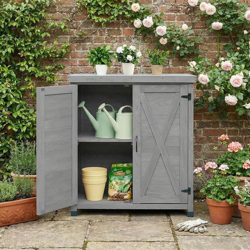 31" Weatherproof Small Storage Cabinet, Storage Cabinets with Premium Wo...