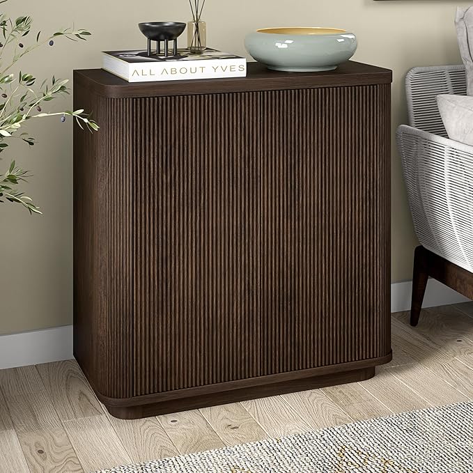 Henn&Hart 32" Wide Rectangular Accent Cabinet in Warm Brown, for Home, Living Room, Bedroom, Entertainment Room, Office