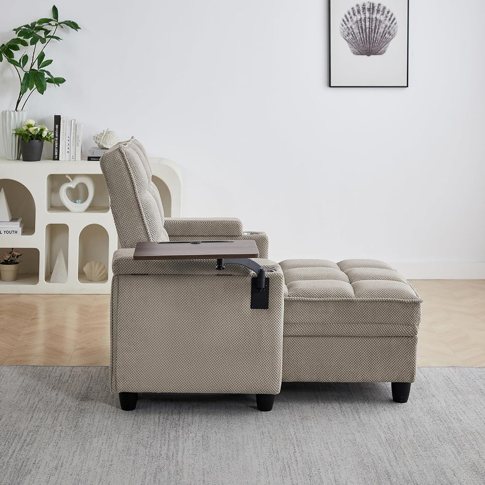 Eafurn Convertible Chaise Lounge Sleeper Chair with Storage and 6-Position Re...