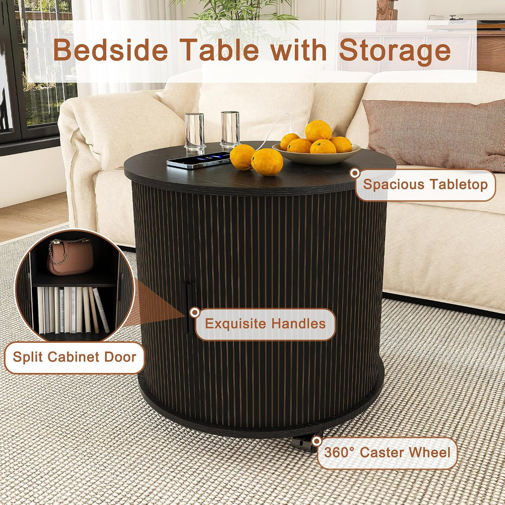Mid Century Modern Side Tables Living Room with Charging Station, Small Side ...