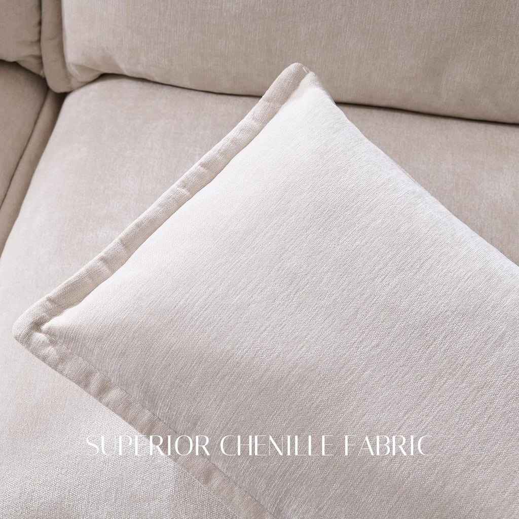 116.54" Sectional Couches for Living Room, Cloud Couch Sectional with Large Storage, U-Shape Modular Sectional Sofa with Ottoman,6 Seater Chenille Sofa with Pillow for Apartment, Bedroom, Beige
