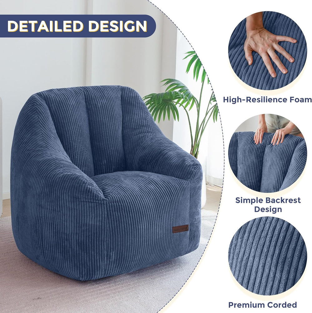 MAXYOYO Bean Bag Chair for Adults, Foam-Filled Floor Sofa for Reading | Bean ...