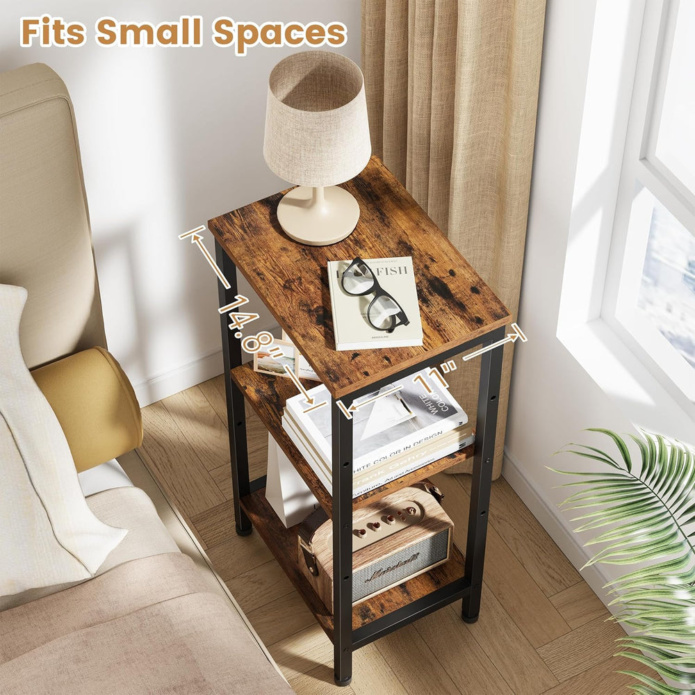 Asgolion Small Side Table, Tall End Table with Adjustable Shelf, Accent Table...