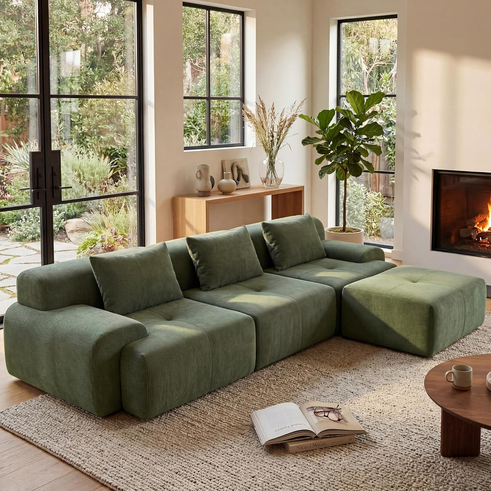 GRUSIGN 108'' Modular Sofa,Sectional Couch for Living Room | Tufted O...