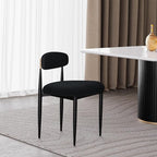 Morden Fort Black Dining Chairs Set of 2, Boucle Upholstered Chairs with Curved Backrest and Sleek Metal Legs for Dining Room, Kitchen and Apartment
