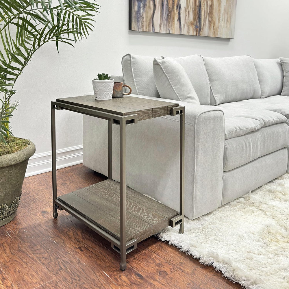 Polay Coffee Table Set with 2 Chairside Tables Metal Frame Wood | Modern coff...