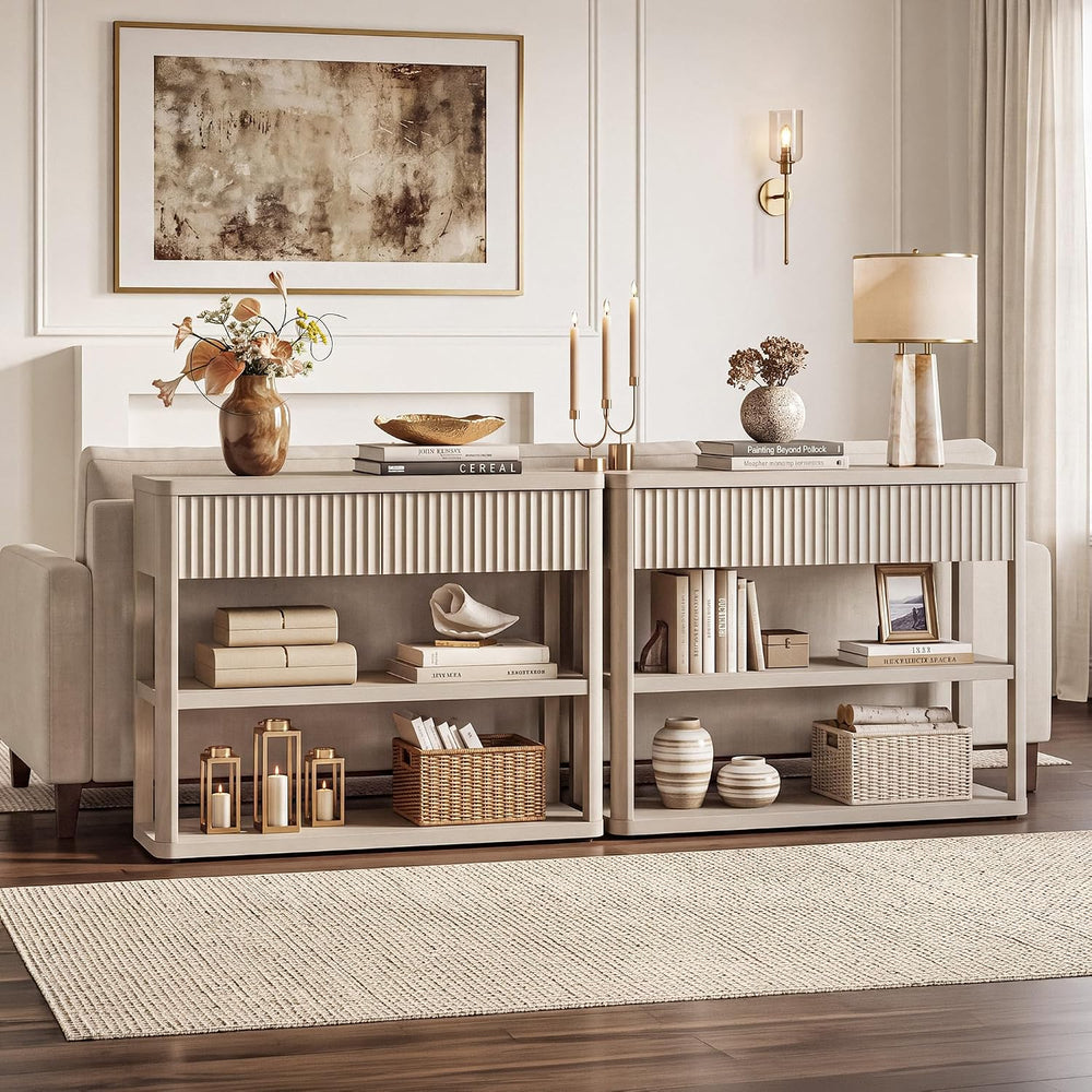 SICOTAS Fluted Entryway Table with Storage, 44.13" W Console Table with ...
