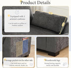 Ball & Cast Oversized Modular L Shaped Sectional Sofa W/Movable Ottoman and USB Ports,5 Seater Comfy Cloud Couch W/2 Armrest Pillows,Folding Table & Side Pocket,for Living Room,Apartment,Charcoal,130"
