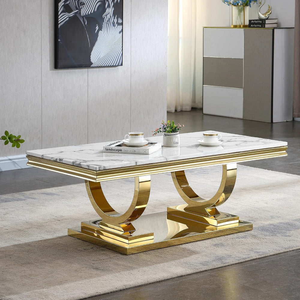 SSLine Modern 3 Piece Living Room Table Set, Includes 1 Coffee Table & 1 ...