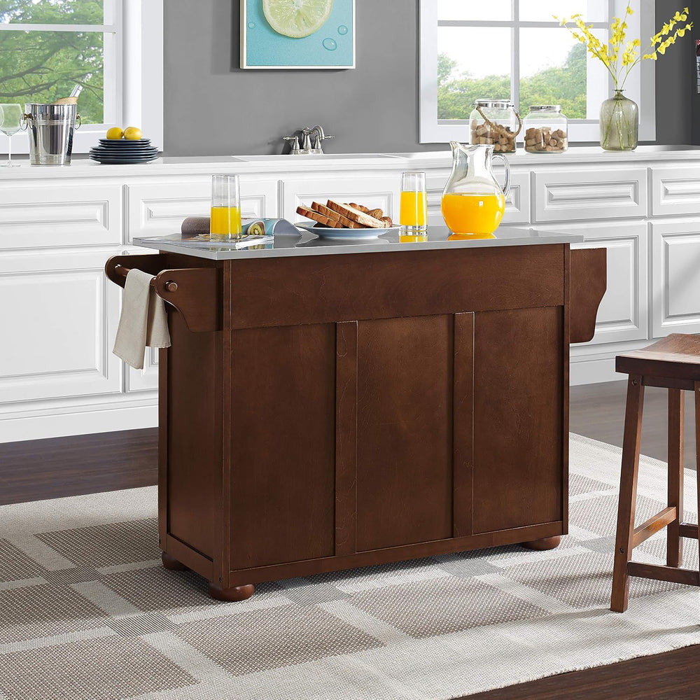 Crosley Furniture Eleanor Stainless Steel Top Kitchen Island with Spice Rack,...