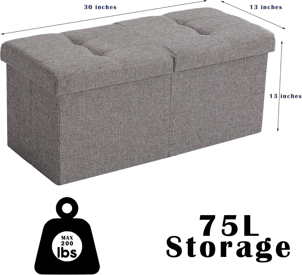 Storage Ottoman Bench Foldable Seat Footrest Shoe Bench End of Bed Storage wi...