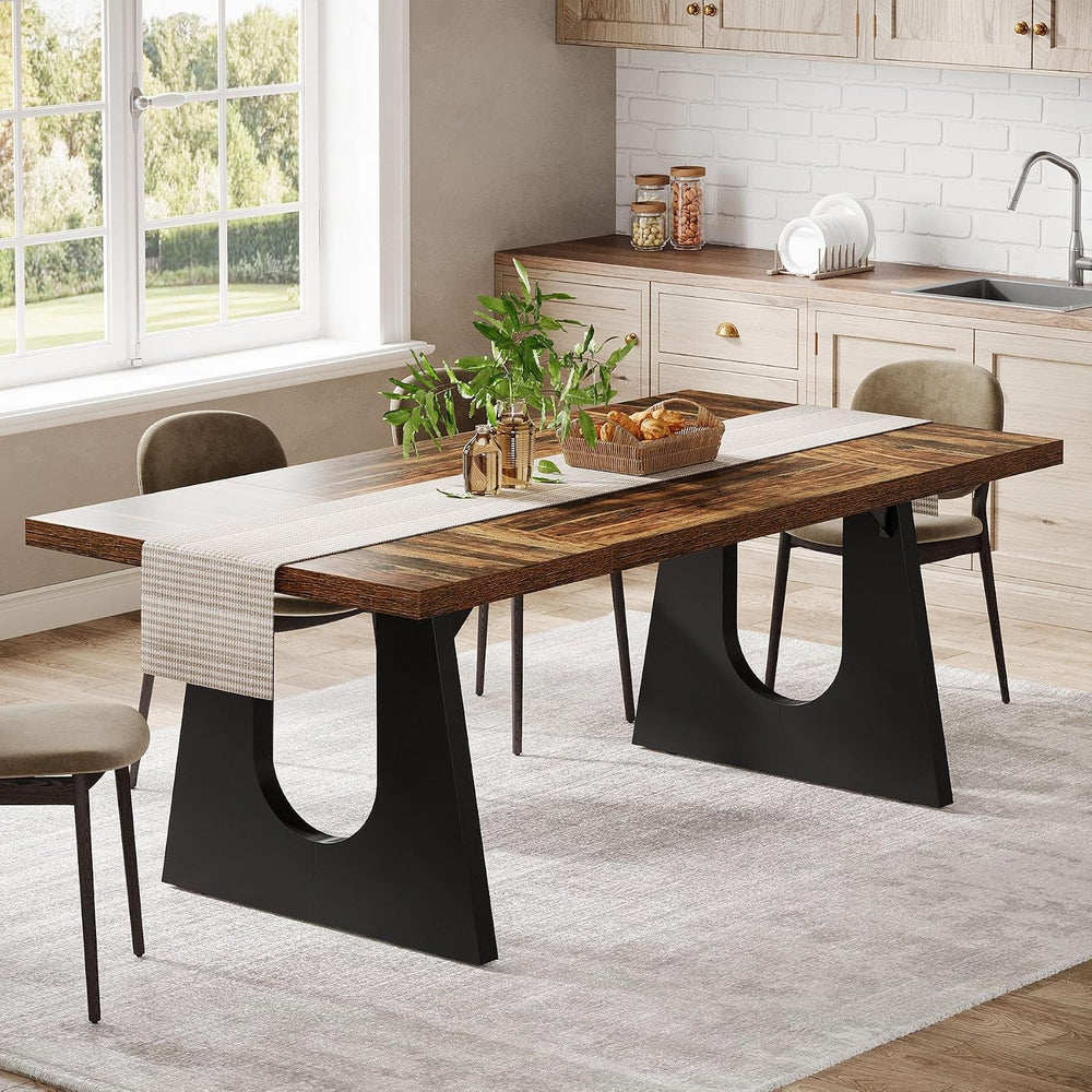 Tribesigns 70.86" Rectangular Dining Table for 6-8 (Dark Brown) | Rustic...