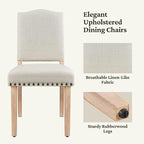 Yaheetech Dining Chairs Set of 4 Dining Room Chair Fabric Parsons Chairs with Nailhead Trim and Solid Wood Legs for Home, Kitchen, Dining Room, Beige
