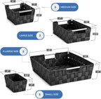 Sorbus Set of 9 Woven Storage Baskets – Mesh Hand-Woven Baskets for Organizing, Fabric Storage Bins for Linen Closet Organizer, Storage Baskets for Shelves, Home Organization and Decor (Black)