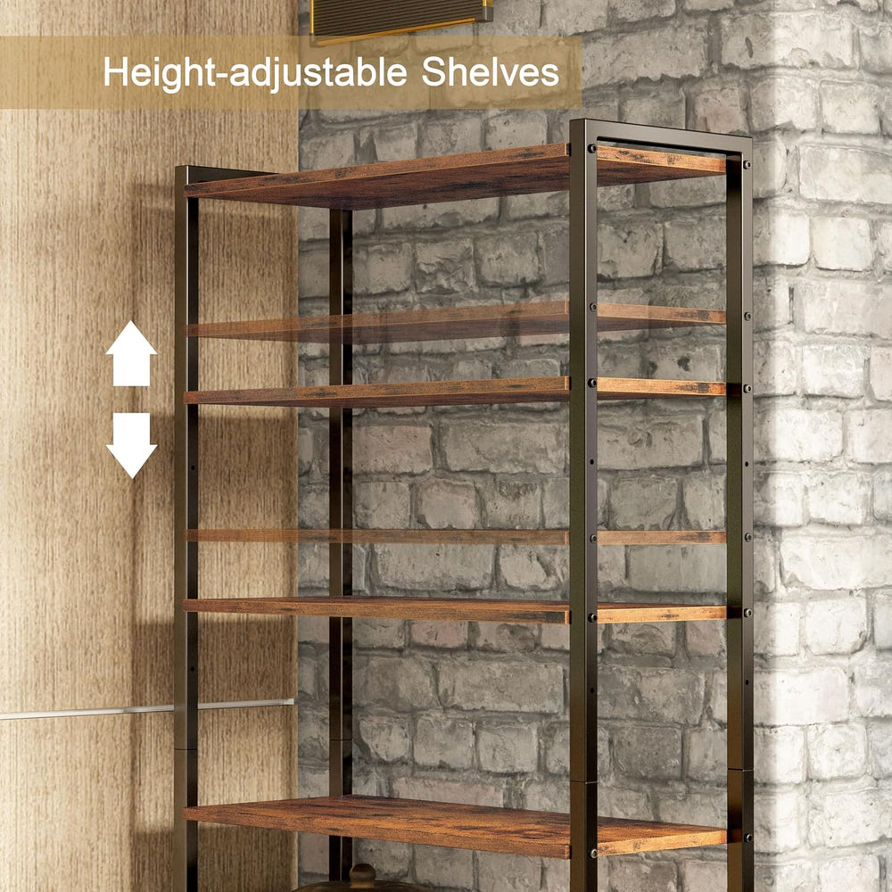 IRONCK Bookcase with Doors and Open Shelves for Home Office and Living Room