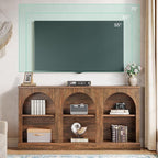 Tribesigns TV Consoles with Storage Cabinets, Television Stand for 55/60/65 Inch TV, Farmhouse Media Entertainment Center Stand for Living Room, Dark Brown