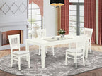 East West Furniture LGVA5-LWH-C 5 Piece Dining Set Includes a Rectangle Dining Room Table with Butterfly Leaf and 4 Linen Fabric Upholstered Kitchen Chairs, 42x84 Inch, Linen White
