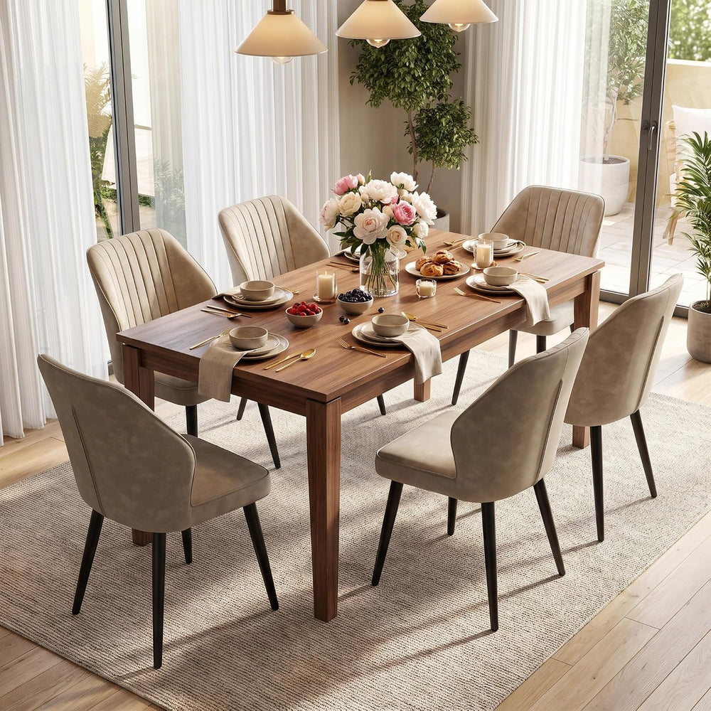 CLIPOP Faux Leather Dining Chairs Set of 6, Leather Dining Chairs, Mid-Centur...