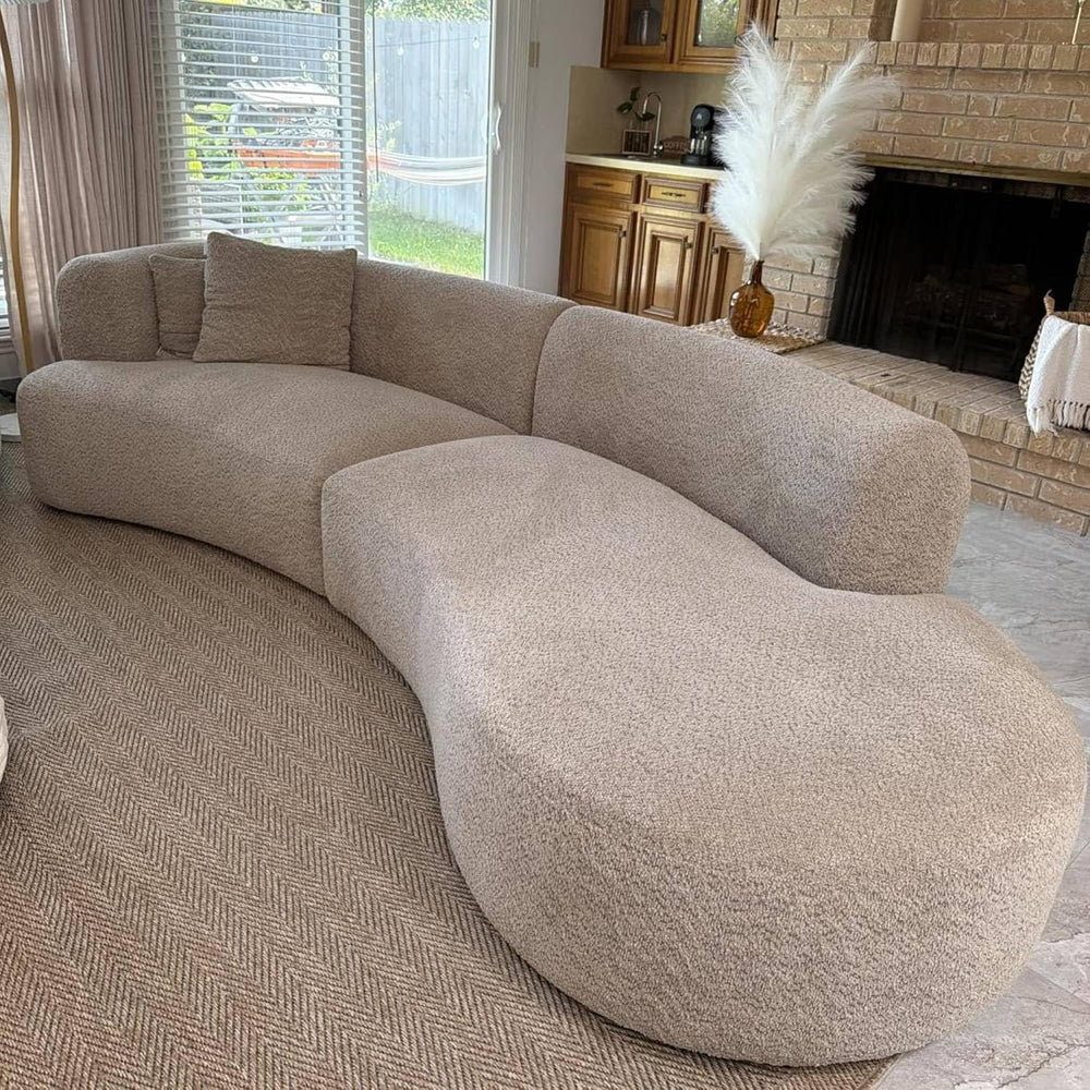 Acanva Modern Curved Sectional Living Room Couch, Minimalist Comfy Boucle Fab...