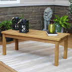 Sunnydaze Outdoor Patio Coffee Table, Solid Teak Wood, 45” W, Rectangular | Light Brown Wood Stain Finish, Slatted Wooden Outdoor Coffee Table, Comfortably Seats 4, Sturdy Teak Coffee Table for Outside