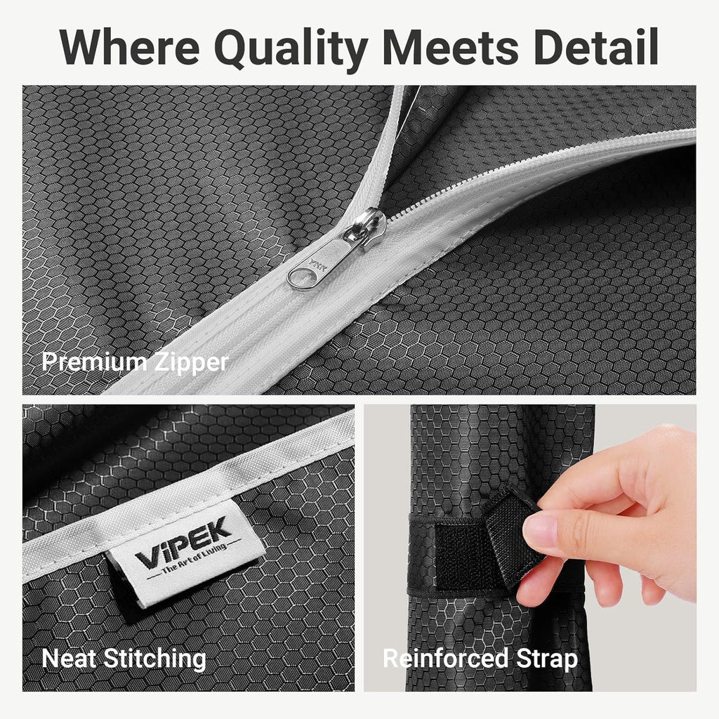 VIPEK V4C Garment Rack with Cover, Heavy Duty Portable Closet Adjustable Metal Clothing Rack for Hanging Clothes with Hanging Rods & Side Hooks, Max Load 810lbs, White Rack with Black Cover