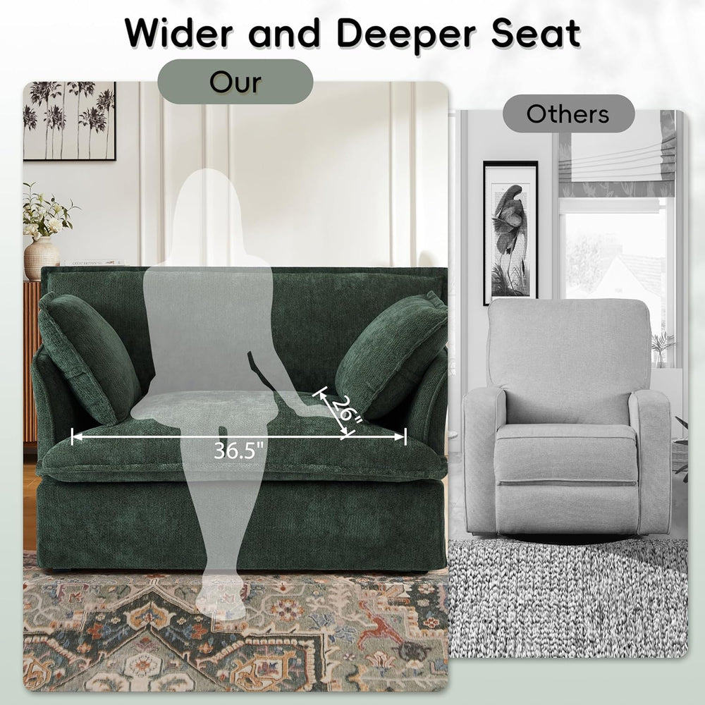 ERYE 47" Chenille Upholstered Accent Chair Wide Seat Armchair for Living...
