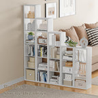 Tall Cube Storage Organizer Bookcase, 6 Tier 11 inch Open Back Cubical Shelf with Thickened Border, Display Bookshelf for Living Room, Home Office, Sturdy Room (White, 6 Cube,Vertical)