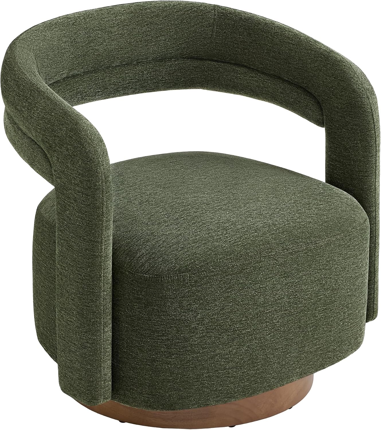 KISLOT, Swivel Accent Chair, Modern Arm Chair with Wooden Base, Green | Upholstered Barrel Chair with Open Back Design, Living Room Bedroom Reading Waitingroom