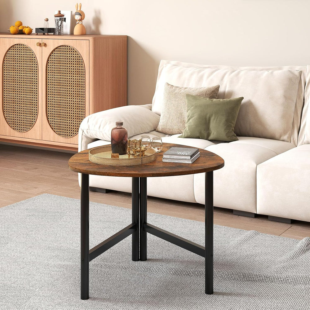 Giantex Triangle End Table, Wood Side Table with Metal Legs, Sofa Couch Accen...