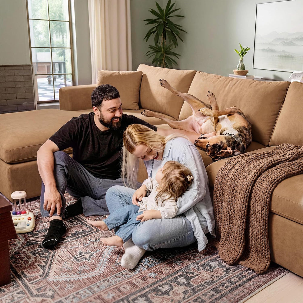 119" Modular Sectional Cloud Sofa, No Assembly Boneless Couch with Ottoman
